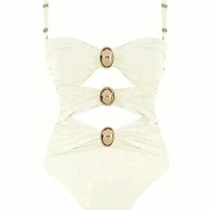 White Sexy Women's Hollow Out Solid Color Daily One-Piece Swimsuit